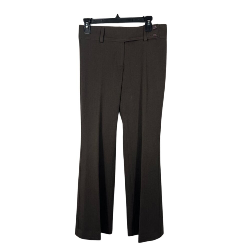 Vintage Brown 2000's Low Rise Wool Trousers Made in Italy Size 2